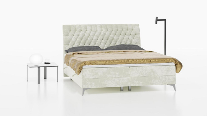 Cama Chesterfield tapizada diseño de lujo cama doble dormitorio cama con somier de muelles.