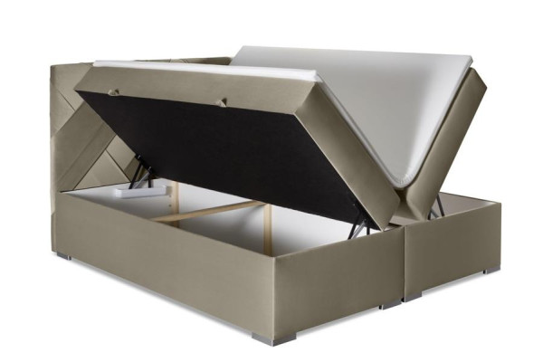 Cama de lujo, diseñador de dormitorio, muebles tapizados, cama doble moderna, cama box spring