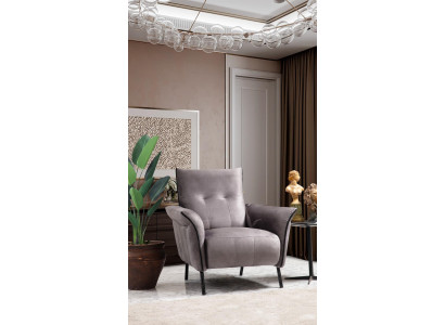Sillón de diseñador Muebles de salón Moderno Lujo Sillón Gris Tapizado Textil