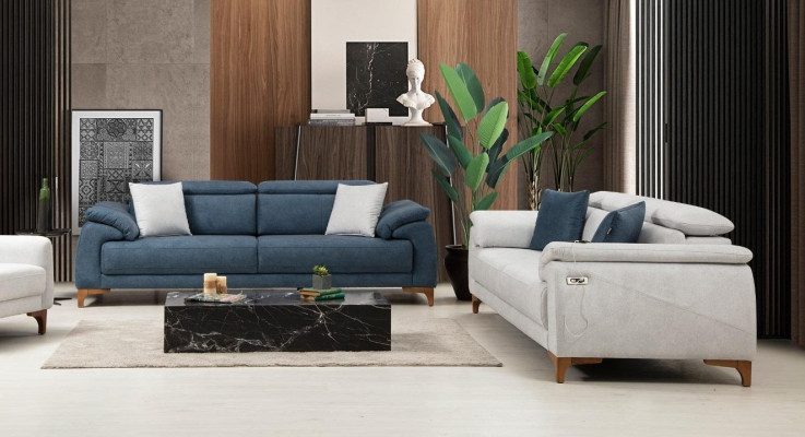 Moderno conjunto de sofás de tres plazas 2x Sofás sofá Sofagarnitur completo Diseño textil Muebles