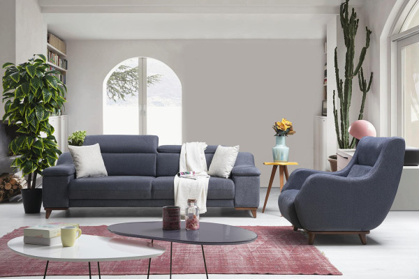 Conjunto de sofás completo y moderno para el salón de tela de lujo.
