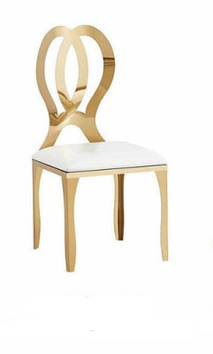 Silla de diseño de comedor con asiento tapizado de acero inoxidable sólido y tela.
