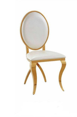 Lujo Silla de diseño de acero inoxidable de tela para el comedor con respaldo acolchado.