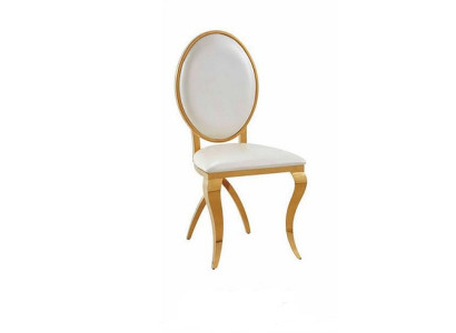 Lujo Silla de diseño de acero inoxidable de tela para el comedor con respaldo acolchado.