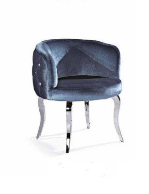 Silla de diseño de comedor de tela de acero inoxidable sillón asiento de salón