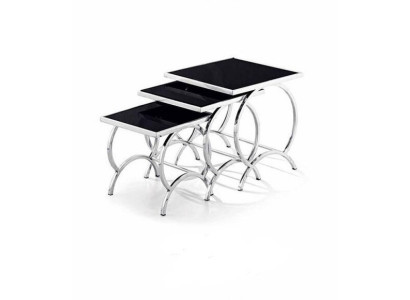 Mesa auxiliar Mesa 3x Mesa de centro Sofá Mesas Salón Diseño Acero inoxidable