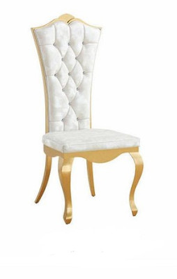 Silla de lujo de diseño de acero inoxidable blanco para comedor