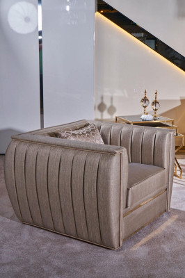 Lujo Beige Set de sofá 3+3+1 Mesa de centro Sofá Sillón Sofás 5 piezas