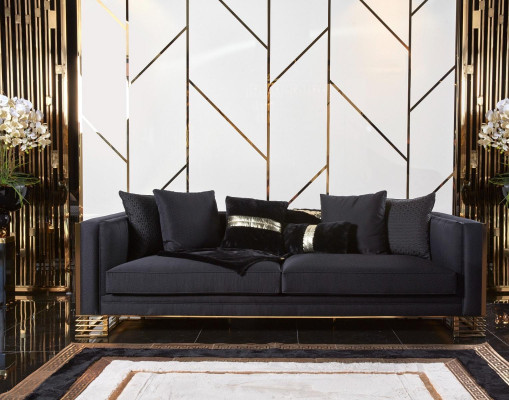 Juego de sofás de lujo con sofá y sillón de 3+1 plazas, mesa de centro y mesa auxiliar, conjunto de 4 piezas.