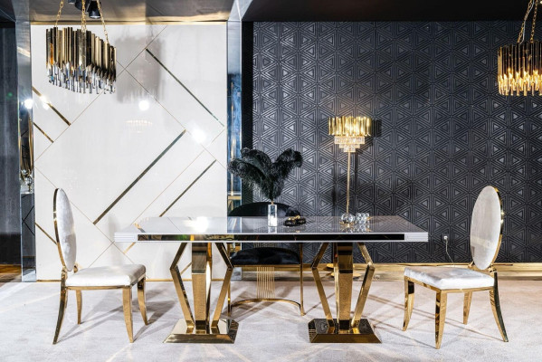 Mesa de comedor Set 4xSillas Aparador Espejo 7 piezas Juego de mesa de comedor Mesa