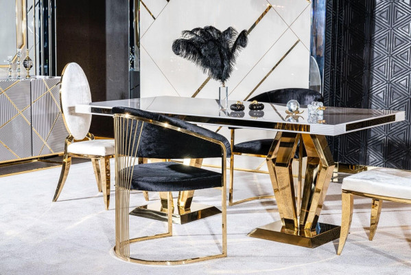 Mesa de comedor Set 4xSillas Aparador Espejo 7 piezas Juego de mesa de comedor Mesa