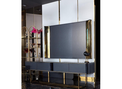 Mueble para TV RTV, soporte para TV, aparador de salón moderno de madera en negro diseño