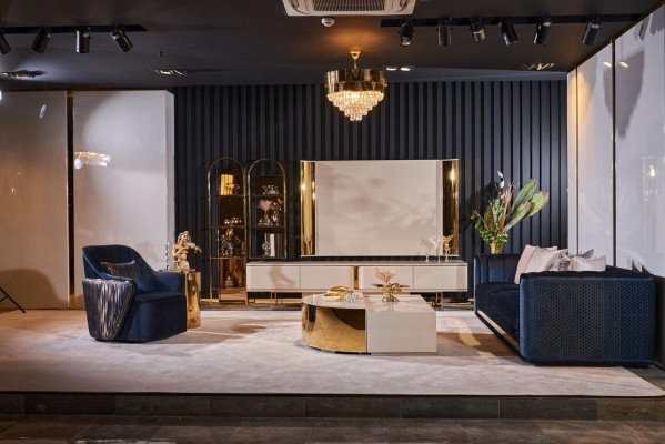 Mueble para TV RTV, soporte para TV, aparador de salón moderno de madera en negro diseño