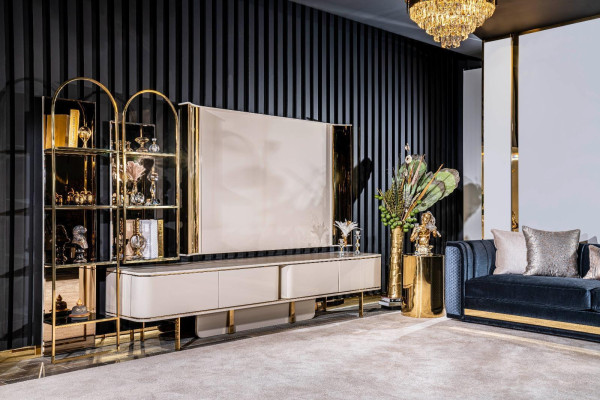 Mueble para TV RTV, soporte para TV, aparador de salón moderno de madera en negro diseño