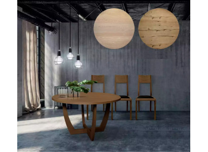 Mesa de comedor redonda de madera, mesa de cocina redonda de nuevo estilo moderno marrón de 140 cm.