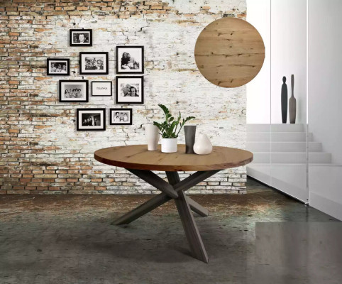 Comedor mesa redonda de madera mesa redonda de cocina estilo moderno marrón 140cm