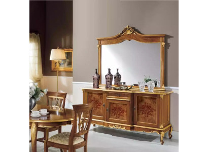 Mueble auxiliar Conjunto de muebles italianos de 2 piezas. Aparador de madera maciza con espejo.