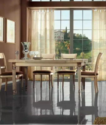 Mesa de comedor de estilo italiano 4 sillas Mesa de madera Conjunto de comedor Diseño de 5 piezas