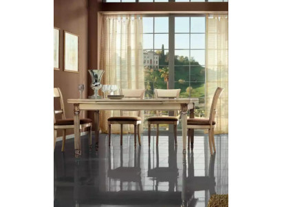 Mesa de comedor de estilo italiano 4 sillas Mesa de madera Conjunto de comedor Diseño de 5 piezas
