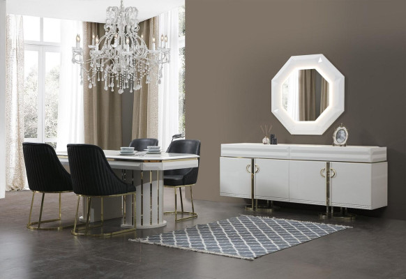 Silla de lujo en color blanco universal para comedor moderno.