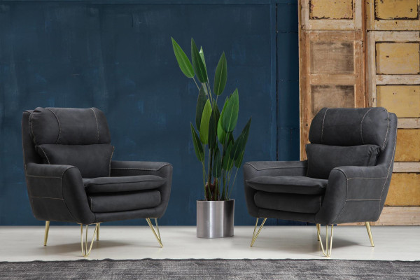 Silla Asiento Asiento Diseño Sala de estar Tapizado Lujo Negro Sala de espera