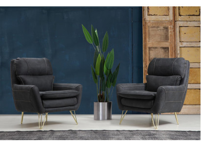 Silla Asiento Asiento Diseño Sala de estar Tapizado Lujo Negro Sala de espera