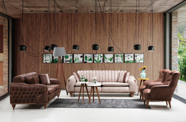 Sofá de tres plazas Chesterfield marrón, muebles tapizados, textil, tela de sofá.