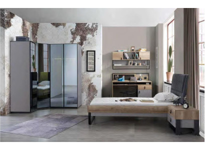 Dormitorio juvenil para niños Juego de cama Armario de esquina Armario Escritorio Muebles de 4 piezas