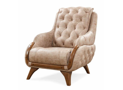 Sillón Asiento Diseño Clásico Sala de Estar Tapizado Individual Cuero Estilo