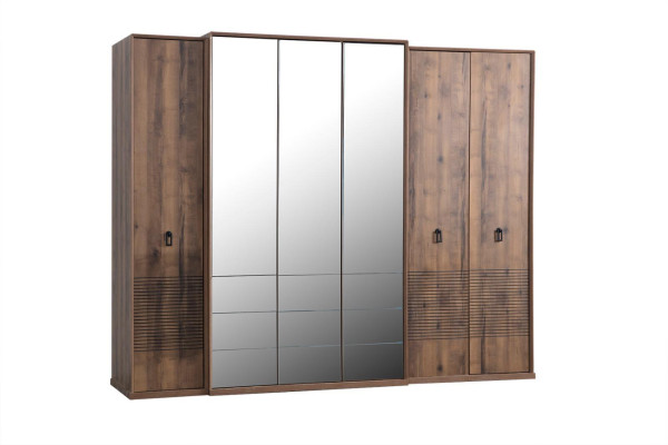 Conjunto de dormitorio gris-marrón para mundos de vida modernos.
