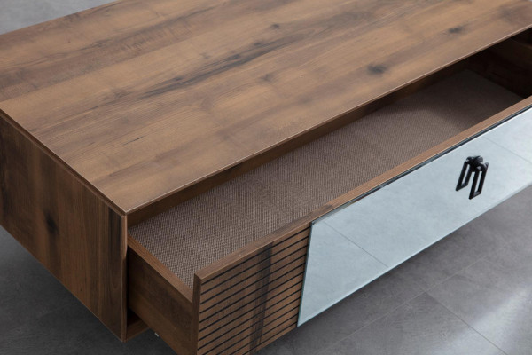 Conjunto de dormitorio gris-marrón para mundos de vida modernos.