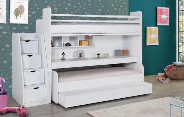 Litera infantil de 3 camas literas de madera para habitación juvenil muebles litera de dos pisos