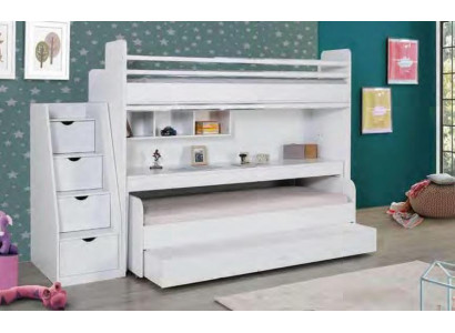 Litera infantil de 3 camas literas de madera para habitación juvenil muebles litera de dos pisos