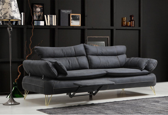 Conjunto de sofás 3+3+1+1 Sofá Juego de sofás negro Sillón Sofás Set 4 piezas