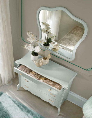 Toilette con espejo Armario Cómodas Conjunto de dormitorio de madera Estilo moderno Tocador