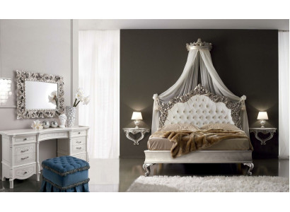 Cama + 2 mesitas de noche 3 piezas. Juego de dormitorio Diseño Moderno Lujo Chesterfield