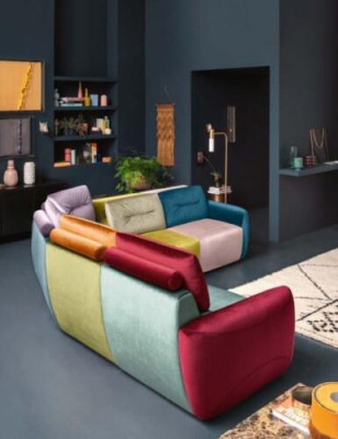 Sofá de esquina de tela con diseño de salón esquinero. Sofá italiano de Alfitalia.