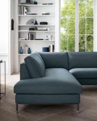 Sofá de cuero con paisaje de vida sofá de esquina XXL sofá esquinero acolchado sofá de esquina en forma de L sala de estar