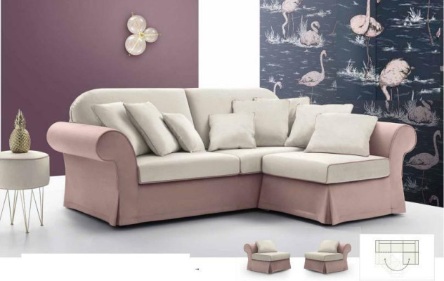 Sofá de esquina en forma de L, sofá tapizado en tela de lujo de estilo moderno para salón, muebles de Nueva alfitalia.