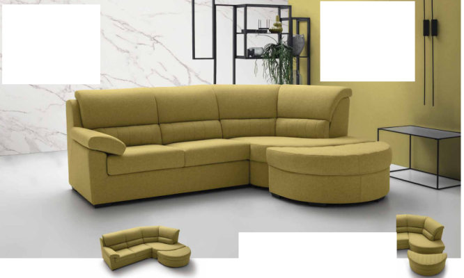 Muebles de Italia Textil Amarillo Esquina de lujo moderna Sofá en forma de L Alfitalia Moderno