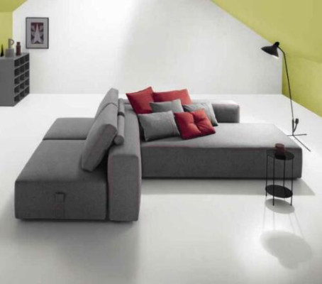 Sofá en forma de L de tela con esquina acolchada sofá de asiento, salón moderno alfitalia
