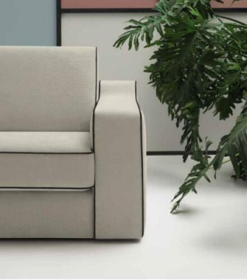 Diseño textil Sofá moderno de lujo en forma de L Alfitalia color beige.