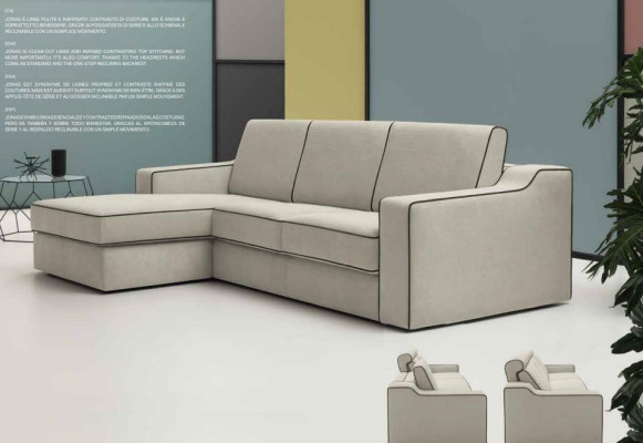 Diseño textil Sofá moderno de lujo en forma de L Alfitalia color beige.