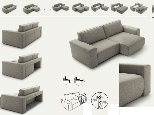 Sofá de tres plazas de tela Relax Couchen, sofá de diseño de tres plazas, tapizado, alfitalia, nuevo.