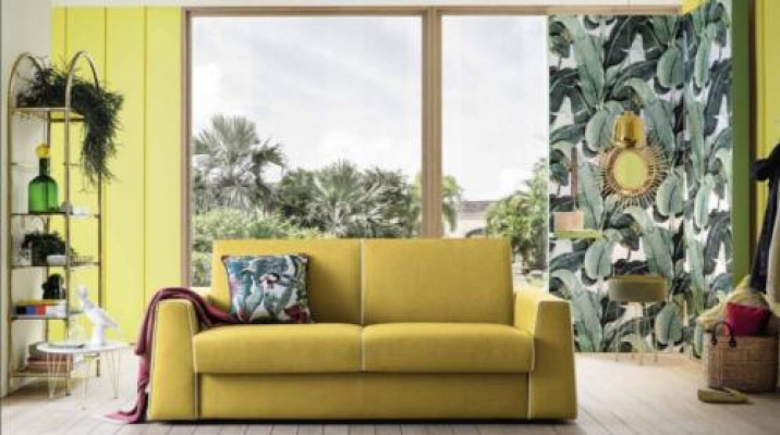 Diseño de sala de estar Sofá amarillo de 3 plazas Alfitalia Tela Sofá Sofás acolchados Sofás