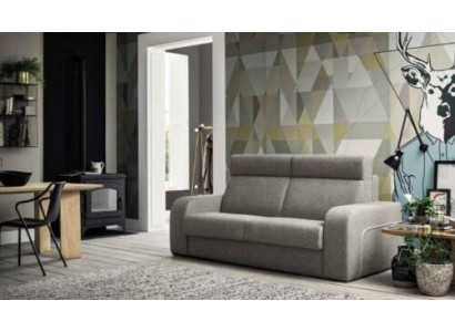 Sofá de diseño moderno de lujo de 2 plazas en tela gris de Alfitalia para sala de estar.