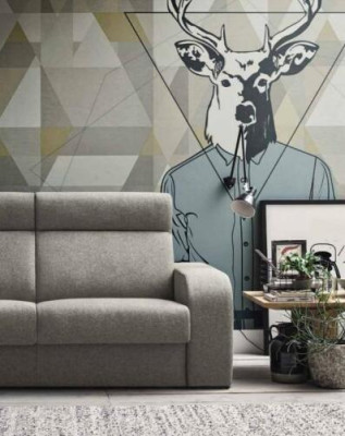 Sofá de diseño moderno de lujo de 2 plazas en tela gris de Alfitalia para sala de estar.