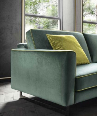 Sofá italiano de diseño de lujo, sofá tapizado moderno de 3 plazas de alfitalia, nuevo.