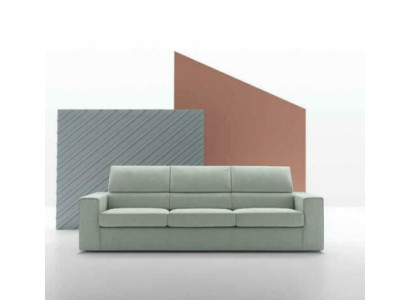 Sofá de diseño de lujo moderno de 3 plazas en textil verde claro con estructura de madera de alfitalia.