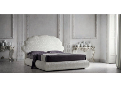 Muebles de diseño de lujo italiano para dormitorio cama doble de 160x200 cm de madera y textil.